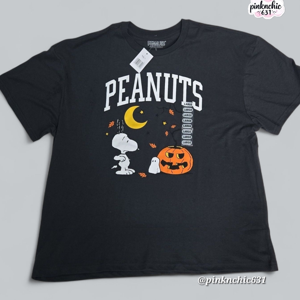Peanuts Halloween Snoopy & Woodstock Ghost Graphic Tee Shirt Size Large